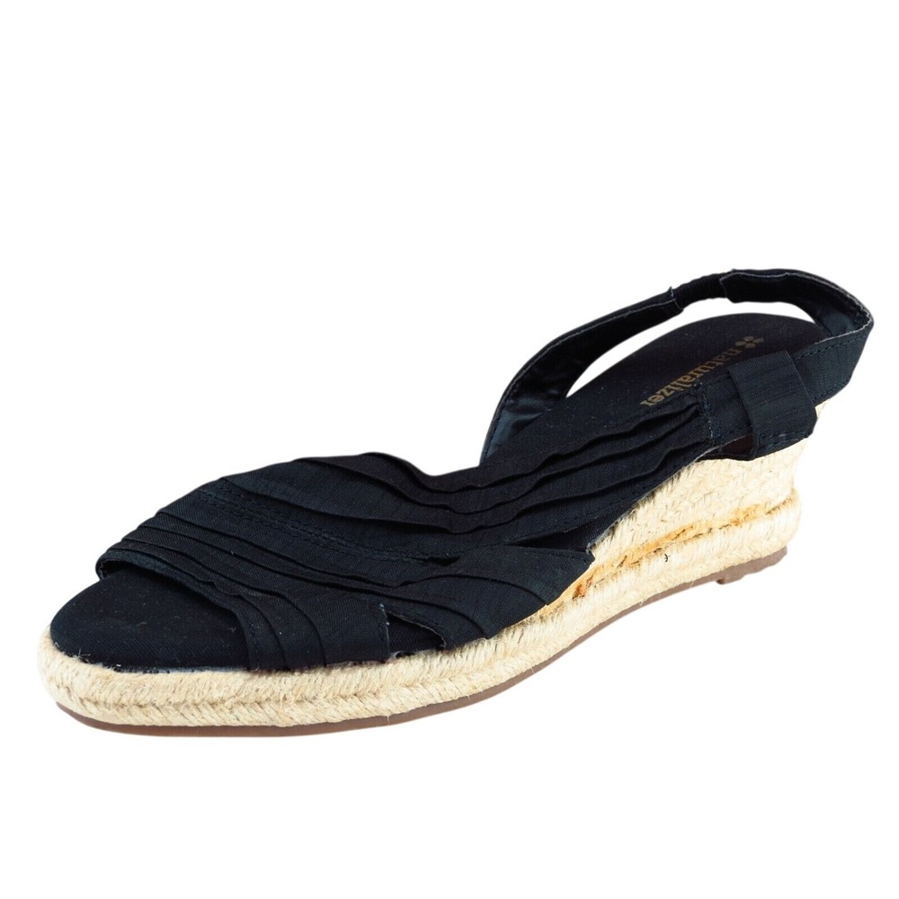 Naturalizer Women Sz‎ 7.5 M Black Wedge Synthetic Shoes Banna